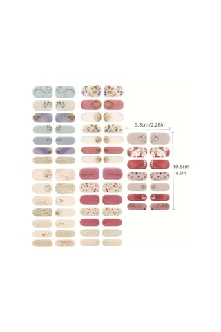 Jelüx Summer - Pastel Renkli Çiçekli Yapışkan Tam Kaplama Jel Tırnak Seti 5 Farklı Boy 14 Adet 15110509