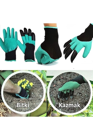 Toprak Kazma Ekme Çapalama İçin Korumalı Bahçe Bahçivan Eldiveni 5705 siyah
