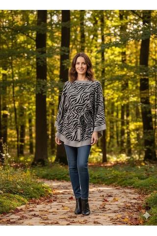 Tarzını Seç Yeni Sezon Rahat Modern Zebra Oversize Panço / Tesettür Tunik - Panço
