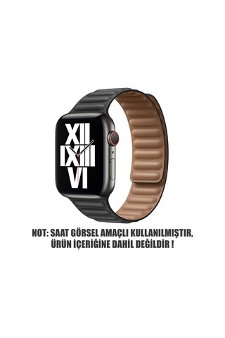 Microsonic Watch Series 9 41mm İçin Kordon Leather Link Band Siyah Watch Series 9 41mm İle Uyumlu Kordon - Siyah Sku: Smg8690010099440
