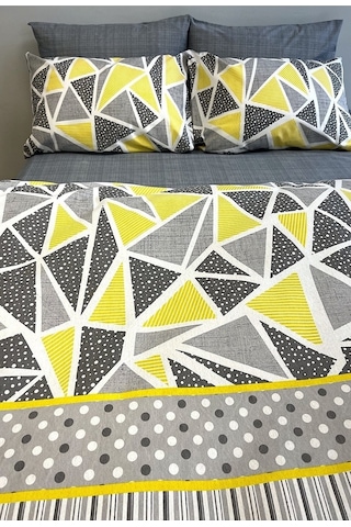 Tek Kişilik Ranforce Nevresim Takımı Lastikli Çarşaflı Modern