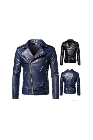 Erkek Deri Ceketler Büyük Beden Motosiklet Deri Montları Beyaz