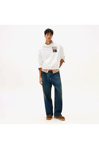 Tommy Hilfiger 90s Washed Photo City Erkek Beyaz Sweatshirt Dm0dm22090 Beyaz