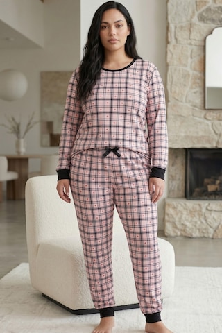 Siyah İnci Pamuklu Likralı Büyük Beden Battal Boy Örme Pijama Takım 26240882 Çok Renkli