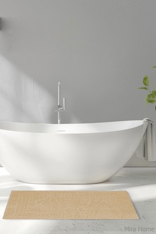 2 Li Ayak İzli Banyo Ayak Havlusu %100 Pamuklu Renkli 50x70 Cm Menom Kahve