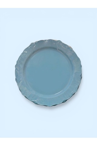 Premium Mavi Sert Plastik Sunum Tabağı 6 Lı - Baby Shower Ve Doğum Günü Tabağı Açık Mavi