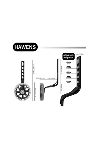 Ebitda Xindoker 12-20 İnç Bisiklet Eğitim Tekerlekleri - Siyah Ve Parlak Renkler Siyah