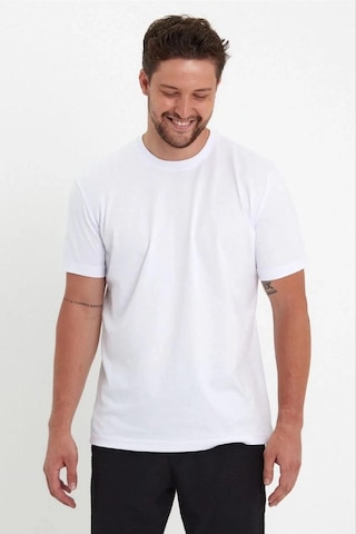 Barlashive Erkek Düz T-shirt Kısa Kol Bisiklet Yaka Regular Fit Rahat Kalıp Günlük Tişört - Beyaz Çok Renkli