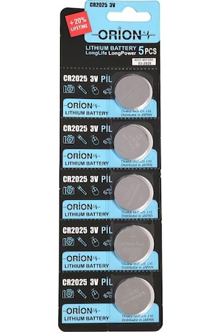 Orion CR2025 3V Lityum Düğme Pil 5'li