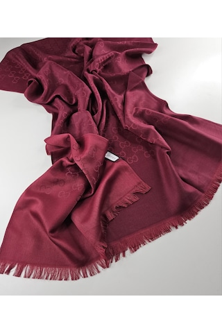Miorel Scarfs İnce Kumaş G Desen Pamuklu Şal Yün İpek Şal 4 Mevsim Çift Taraflı Bordo