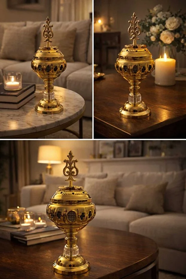 Banum Luxury Lüks Çelik Altın Tonlu Tütsülük