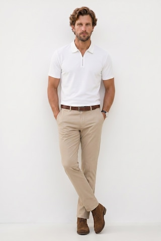 Tudors Erkek Slım Fit Dar Kesim Ekstra Soft Modal Kumaş Kısa Kollu Yarım Fermuarlı Beyaz Polo Yaka Tişört-51034