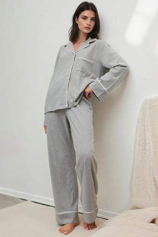 Hiccup Yumuşak Pamuklu Örme Pijama Takımı Açık Gri