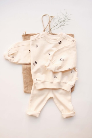 Penguen Bebek Alt Üst Takım Krem