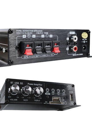 Magicvoice Yw-406l 12 Volt 100 Watt Motosiklet Bluetooth Amfi Usb/sd 2 Kanal Pazarcı - Anfi 154x80x