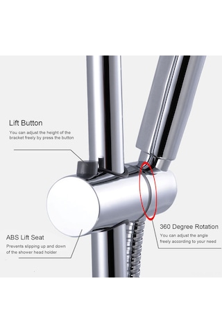 Geeroyoo 25mm Boru Çapı İçin Ayarlanabilir 360 Derece Dönebilen Krom Duş Başlığı Tutucu Diğer