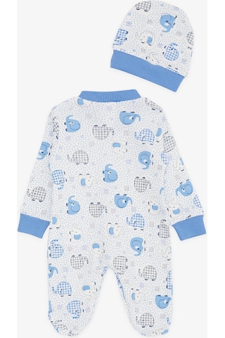 Breeze Erkek Bebek Patikli Tulum Sevimli Bebek Fil Desenli 0-3 Ay-6 Ay, Beyaz Beyaz