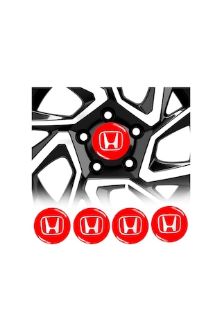 Honda Jant Göbeği Göbek Arması Sticker Kırmızı 4'Lü Set Carmaniak