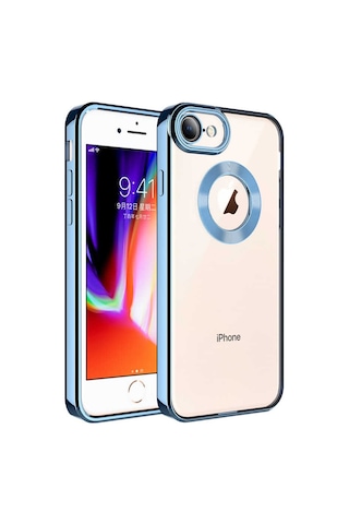 Ardemix Apple Uyumlu iPhone Se 2022 Kılıf Kamera Korumalı Logo Gösteren Omega Kapak - Gümüş Gümüş