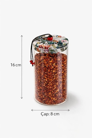 Qerhome 3'lü Borosilikat Cam Etnik Desenli Kumaaş Kapaklı Kavanoz Seti 650 Ml Şeffaf
