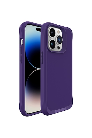 Bix Apple Uyumlu iPhone 14 Pro Max Vortex Magsafe Kılıf Stand Özellikli 3x Korumalı Mikro Fiber İç Yüzey Koyu Mor