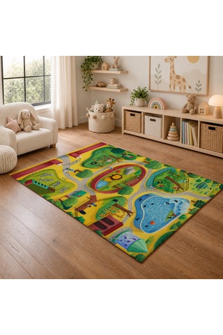 Kartela Halı Hayvanat Bahçesi Kaymaz Taban Çocuk Oyun Halısı - 200 x 300 CM