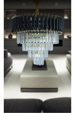 Zamira 50 Gold 50 Lilik Kristal Taşlı Lüks Avize - Yatak Odası - Salon - Mutfak - Hol Altın