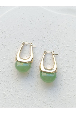 Sakıt Yeşil Çelik Küpe Altın - Yeşil