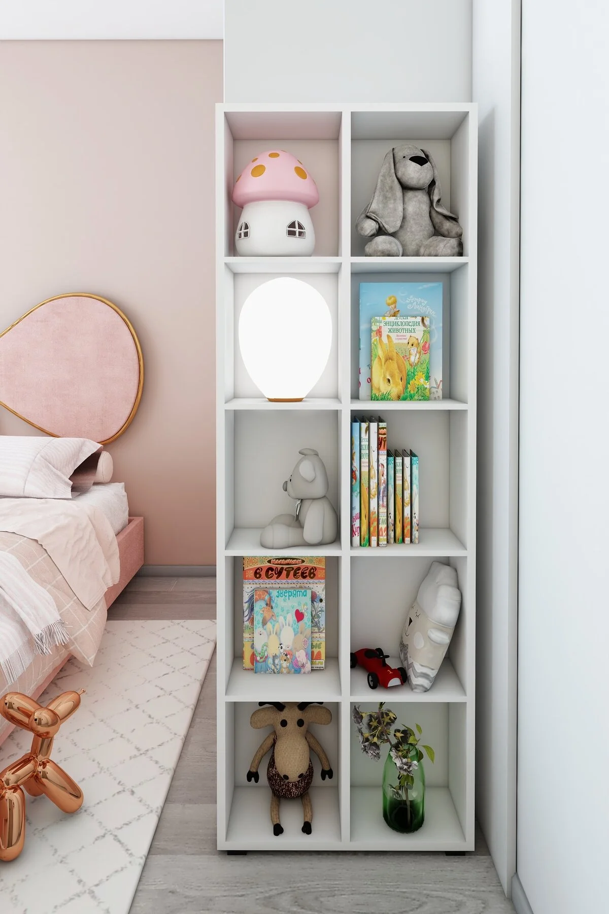 Petek 10 Bölmeli Beyaz Çok Amaçlı Ahşap Dekoratif Raf / Kitaplık & Düzenleyici & Saksı Standı Beyaz