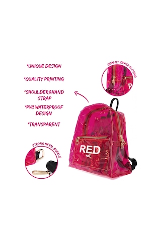 Renkli Şeffaf Sırt Çantası Kırmızı