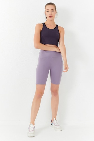 Tommy Life Mor Basic Sıfır Kol Dar Kalıp U Yaka Kadın Crop Top Atlet - 97162 Mor