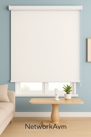 Kalın Ithal , Ekru Mat Beyaz Zebra Stor Perde , Güneşlik Perde Etek Düz, Alüminyum Kasa,metal Ayak Ekru