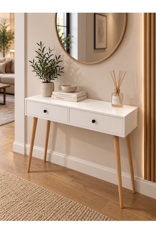 Viva 120 Cm -2 Kapaklı - Ahşap Ayaklı Dresuar -beyaz