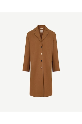 Yargıcı Düğme Detaylı Palto Kahverengi
