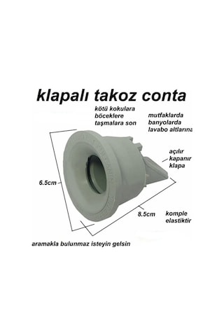 Mintev Lavabo Koku Giderici Çek Valfli Haşere Önleyici Lavabo Gider Adaptör Conta Ø50