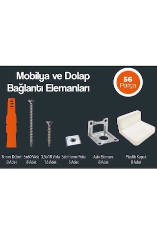 Made Deprem Kiti Mobilya Dolap Sabitleme Aparatı Seti 56 Parça
