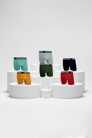 Franco Renzo Erkek 6'lı Lüx Kutulu Pamuklu Ve Likralı Boxer Çağla - Hardal - Gri -yeşil - Kırmızı - Laci