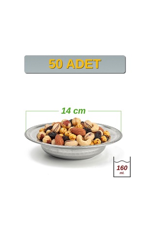 Binbir Trend 14 Cm Yanaklı Krom Çelik Çerez Ve Kahvaltılık Kasesi 160 Ml Meze, Bal-kaymak Kasesi -kase1410 50 Adet