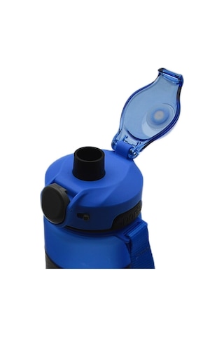 Noki Su Matarası Tritan Auto Kapak Soft Touch Silikon Bantlı Askılı 750 Ml Mavi