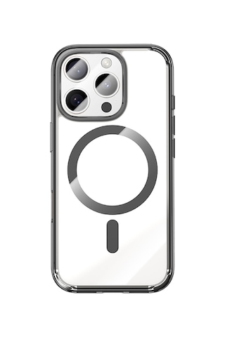 Apple Uyumlu iPhone 16 Pro Kılıf M safe Şarj Özellikli Airbagli Şeffaf Benks Lucentpro Serisi Kapak Gri