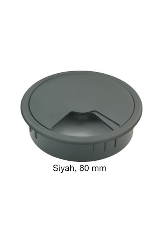 Adilon Masa Üstü Kablo Kanalı Deliği Kapağı Siyah Masa Kapağı 8 Cm 5 Adet