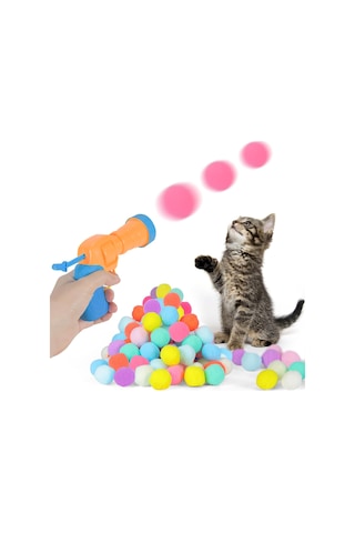 Microcase Peluş Top Atan Kedi OyuncağıAtma Tabancası Al4299 Mavi - Turuncu