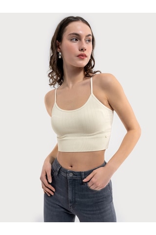 Crop Kadın Atlet ekru