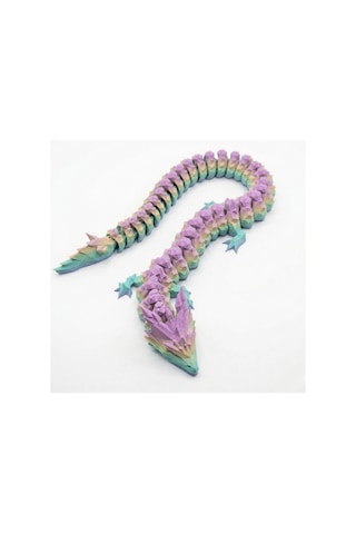 Pastel Gökkuşağı 40 Cm Hareketli Eklemeli Ejderha Figürü - Özel Tasarım 3d Baskı Hediye