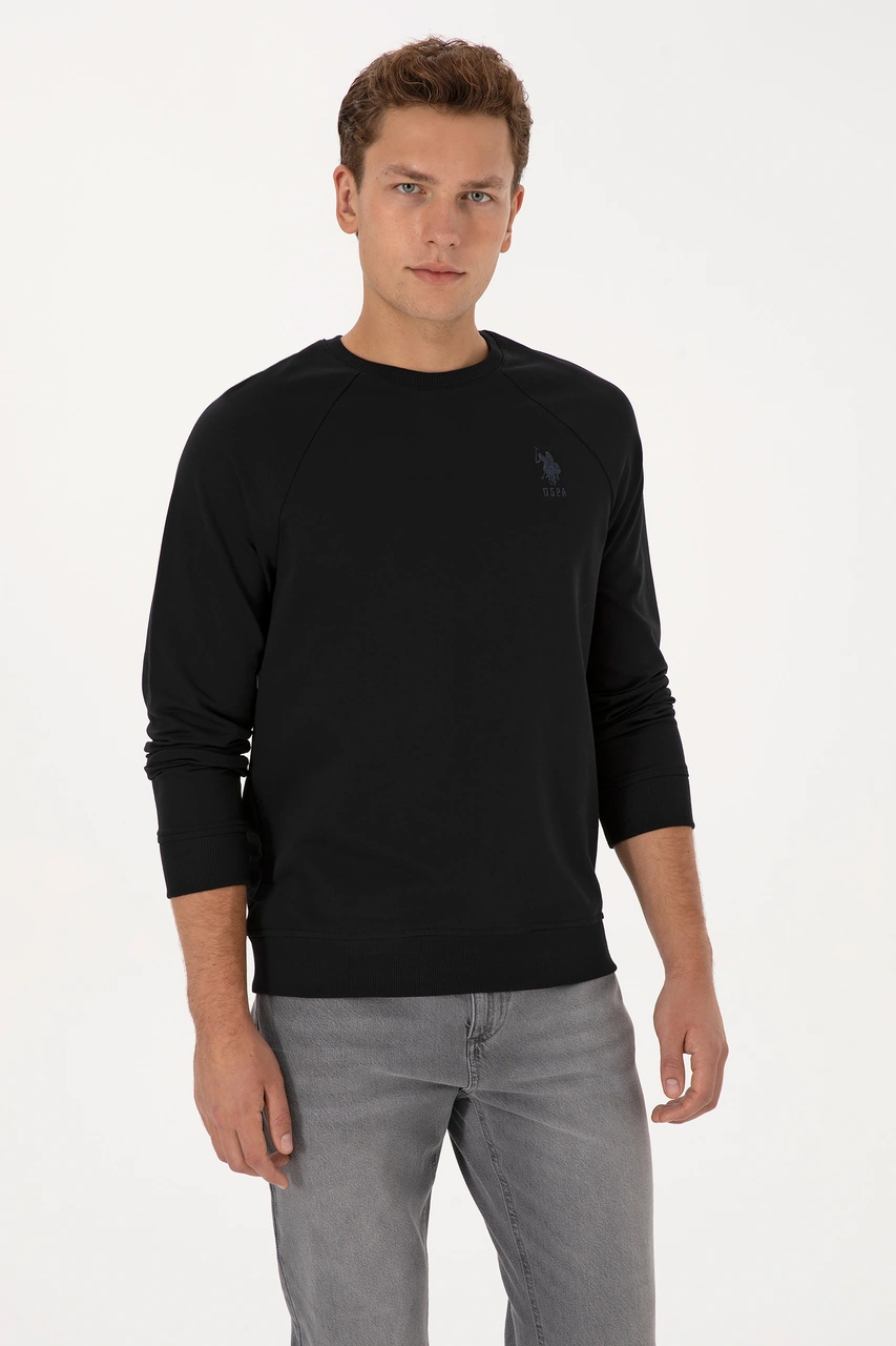 U.S. Polo Assn. Erkek Regular Fit Bisiklet Yaka Siyah Basic Sweatshirt 50308103-VR046