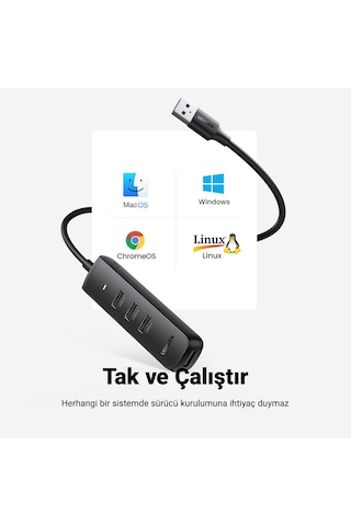 Ugreen 4 Portlu 5Gbps USB 3.0 Çoklayıcı HUB Adaptör 25 CM