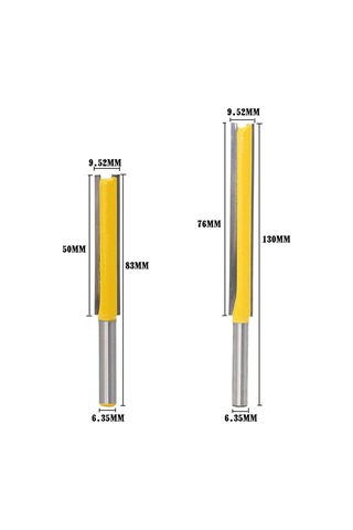 Suofeilaimuphone Kılıf Metal 1/4 Şafak Yönlendirici Bit Kesici Cnc Ahşap İşleme Düz Uç Değirmen Kesme Aletleri Son Kenar Uzunluğu: 6.35x9.52x50mm