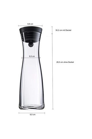 Basic Cam Su Sürahisi, 1 L, Kapaklı, Silikon Kapaklı, Akıllı Kapak Teknolojisi, Bakır