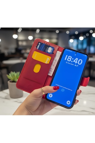 Samsung Uyumlu Galaxy S25 Ultra Kılıf Kapaklı Ve Cüzdanlı Stand Olabilen Kopçalı Kılıf