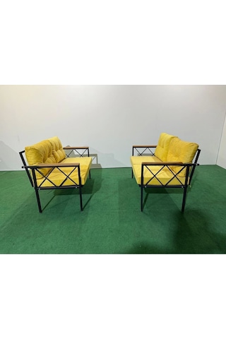 2+2balkon-bahçe-kafe-çay Seti-koltuk Takımı-oturma Grubu-ofis Koltuğu 2+2 Sarı
